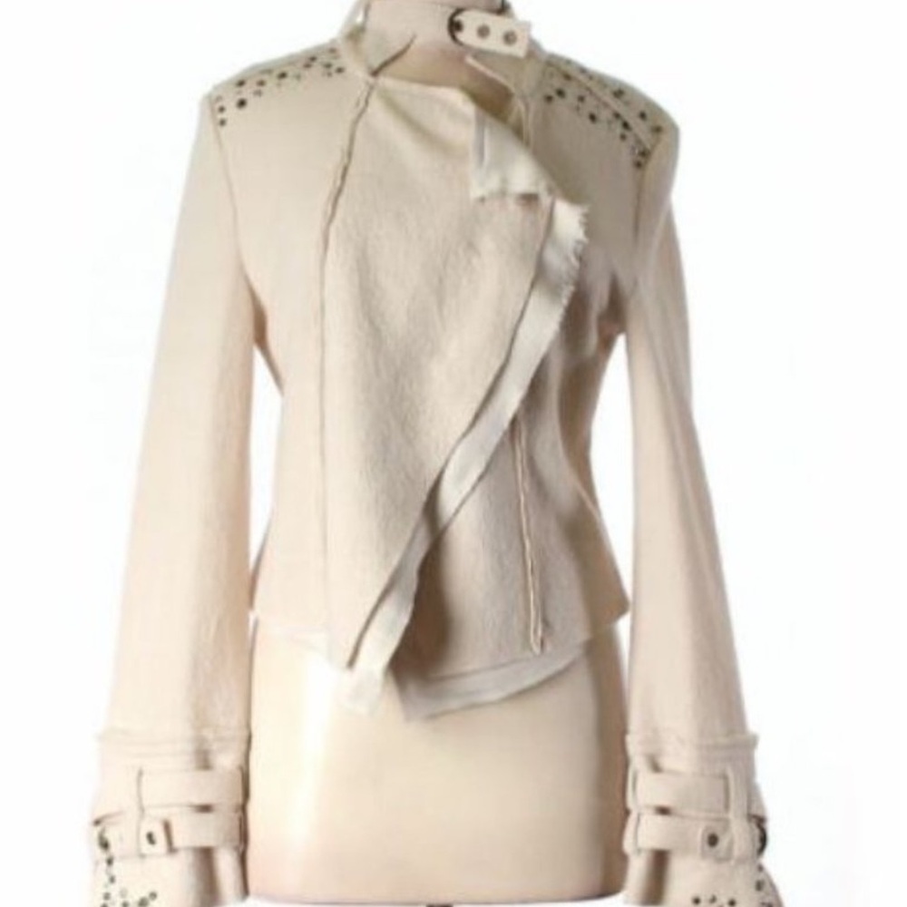Rare Vintage Free People Wool Crop Moto Military Jacket, Xsmall